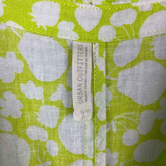 Urban Outfitters Lime Green Floral Fruit Novelty Print Button Up Mini Dress - Picture 6 of 7